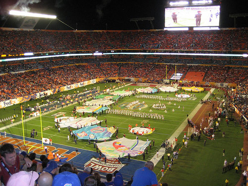 picture of the Orange Bowl during the florida vs oklahoma 2009 college football bcs championship game.